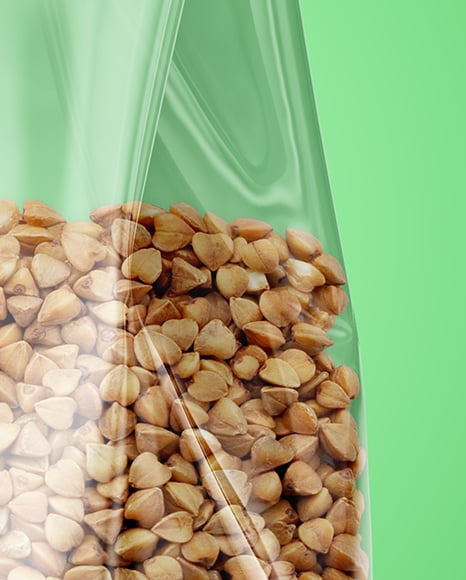 Transparent Package with Buckwheat Mockup