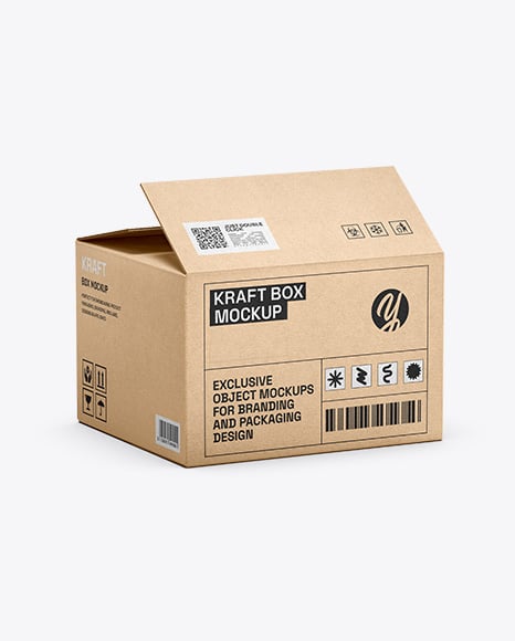 Kraft Paper Box Mockup – Half Side View - Cylindrical box mockup