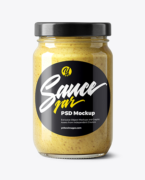 Glass Jar with Dijon Mustard Mockup - Realistic mockups