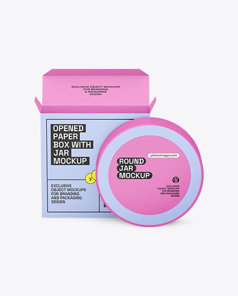 Opened Box with Plastic Jar Mockup