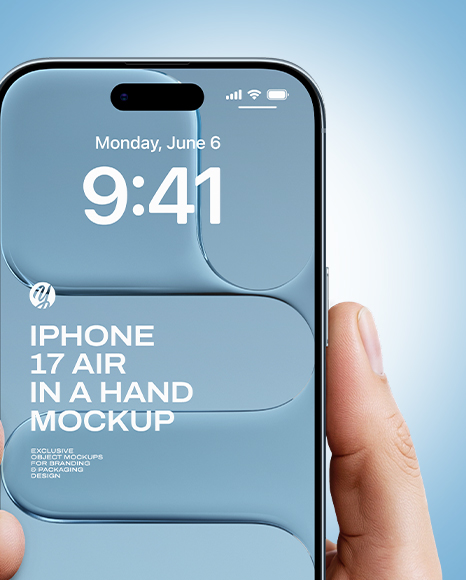 iPhone 17 Air Sky Blue in a Hand Mockup