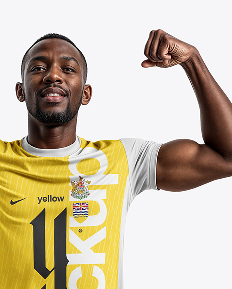 Black Man Wearing Full Soccer Kit Mockup