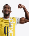 Black Man Wearing Full Soccer Kit Mockup
