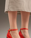 Woman Wearing Dress and Wedge Heels Mockup