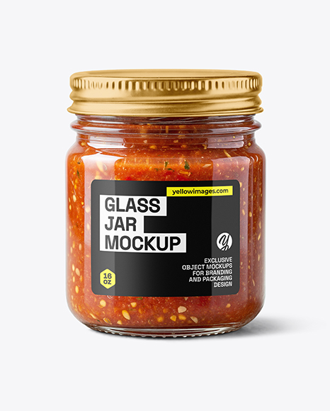Glass Jar with Tomato Bruschetta Mockup