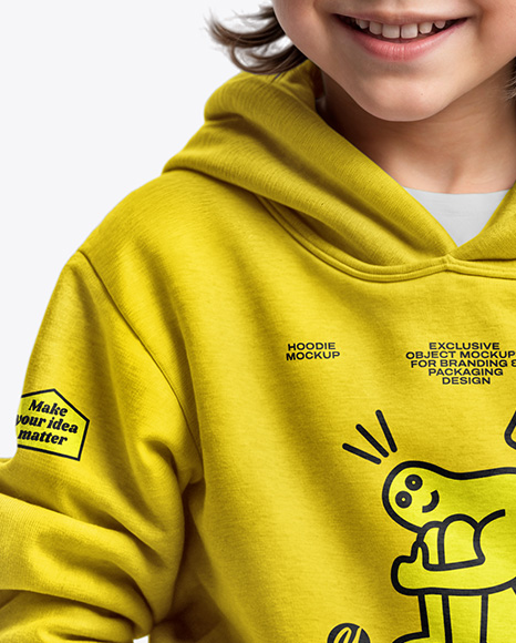 Boy Wearing a Hoodie and Beanie Hat Mockup