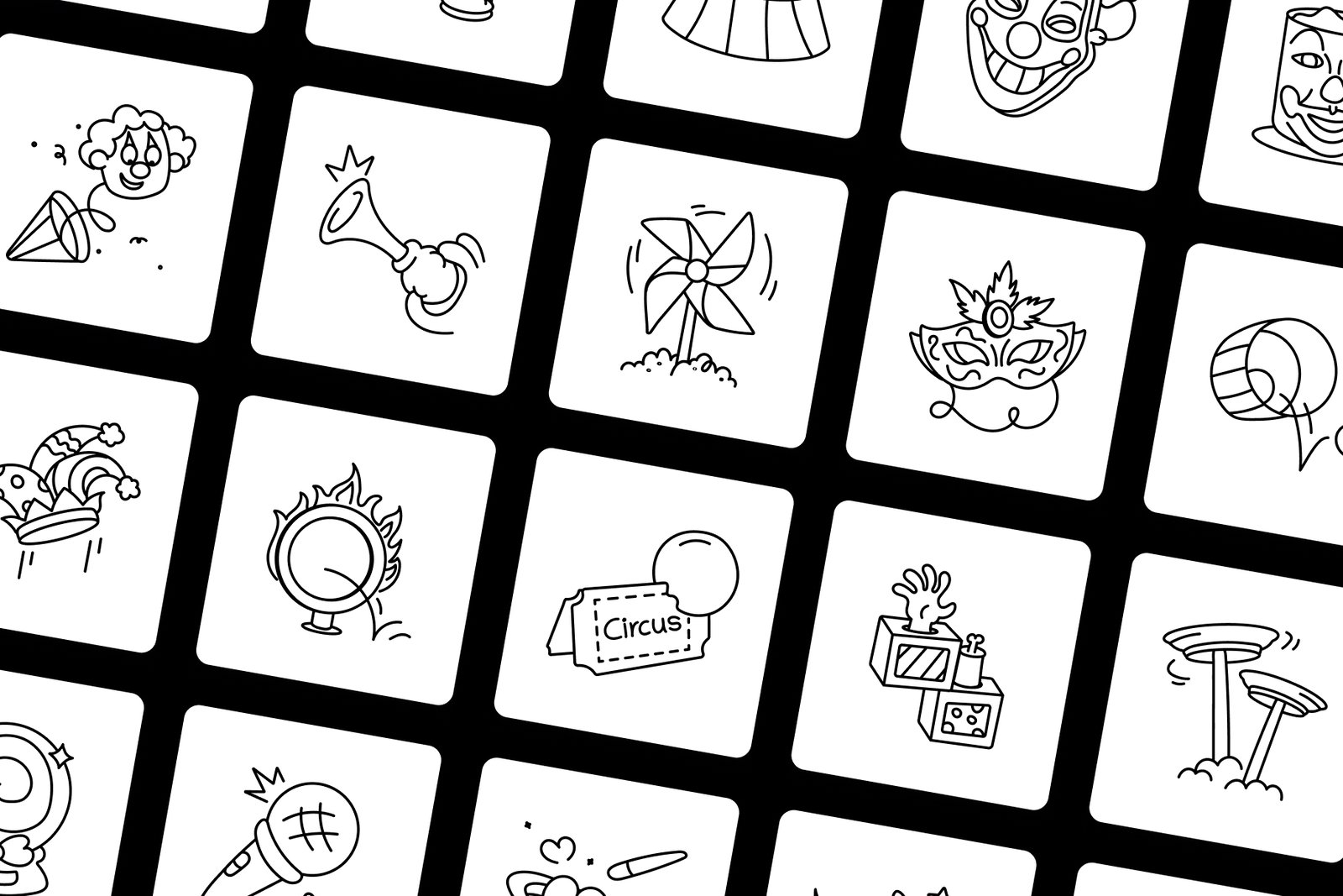 Circus And Carnival Doodle Icons