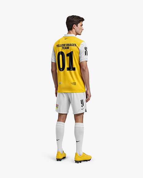 Soccer Player Wearing Polo Collar Jersey and Shorts Mockup - Mens+Short+Sleeve+Soccer+Jersey+Mockup+Back+View+(PSD+...