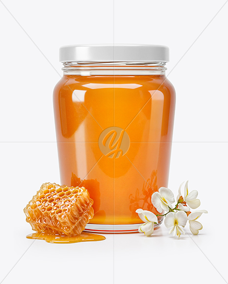 Glass Jar with Acacia Honey Mockup