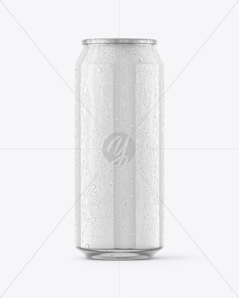500ml Glossy Drink Can with Drops Mockup