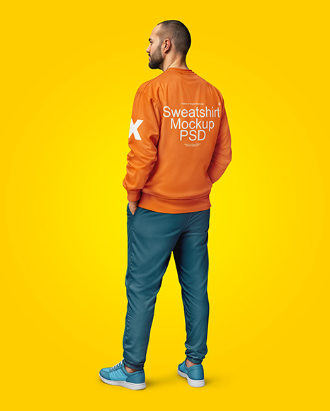 Man Wearing a Sweatshirt and Pants Mockup