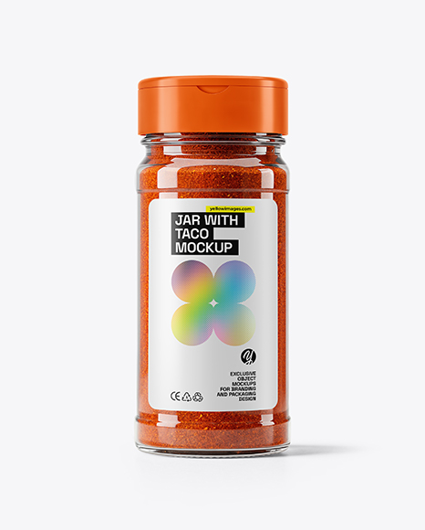 Glass Jar with Taco Seasoning Mockup - Realistic mockups
