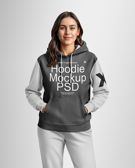 A Woman in a Hoodie Mockup