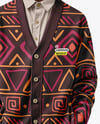 Afro-American Man Wearing a Cardigan and Pants Mockup