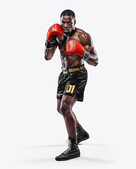 Black Man Wearing Boxing Kit Mockup