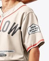 Young Man Wearing a Full Baseball Kit with Bat Mockup