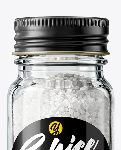 Glass Jar with Coarse Sea Salt Mockup