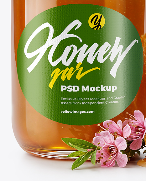 Glass Jar with Manuka Honey and Honeycombs Mockup