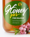 Glass Jar with Manuka Honey and Honeycombs Mockup
