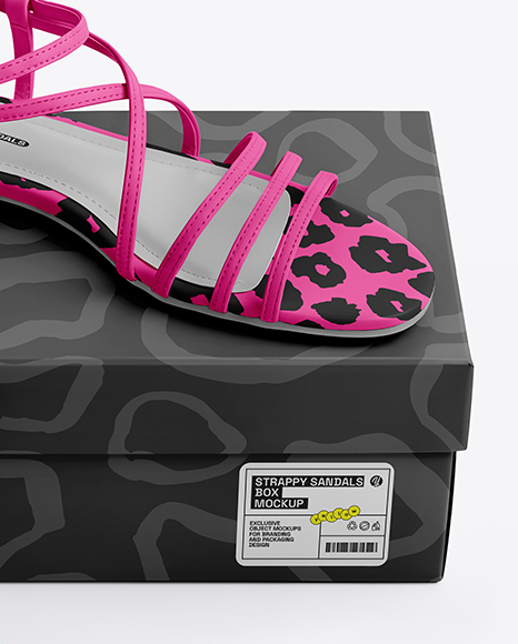 Pair of Strappy Sandals With Box Mockup