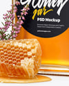 Square Glass Jar with Heather Honey Mockup