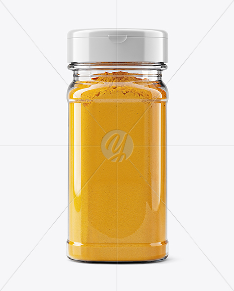 Square Spice Jar with Turmeric Mockup