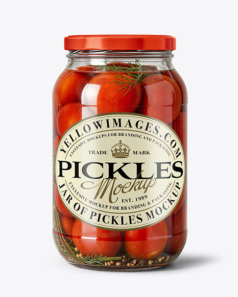 Clear Glass Jar with Pickled Tomatoes Mockup - Tomato paste mockup