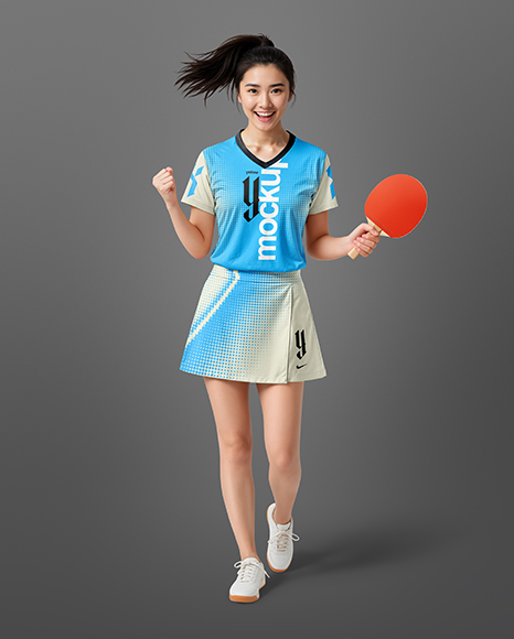 Woman Wearing Table Tennis Uniform Mockup