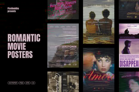 Romantic Movie Posters Collection - Stationery Mockups