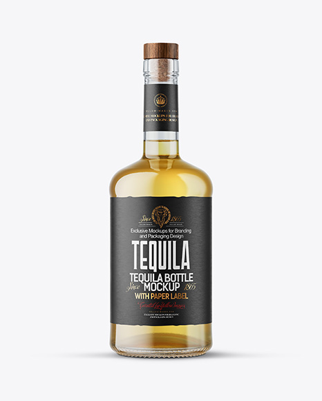 Golden Tequila Bottle Mockup