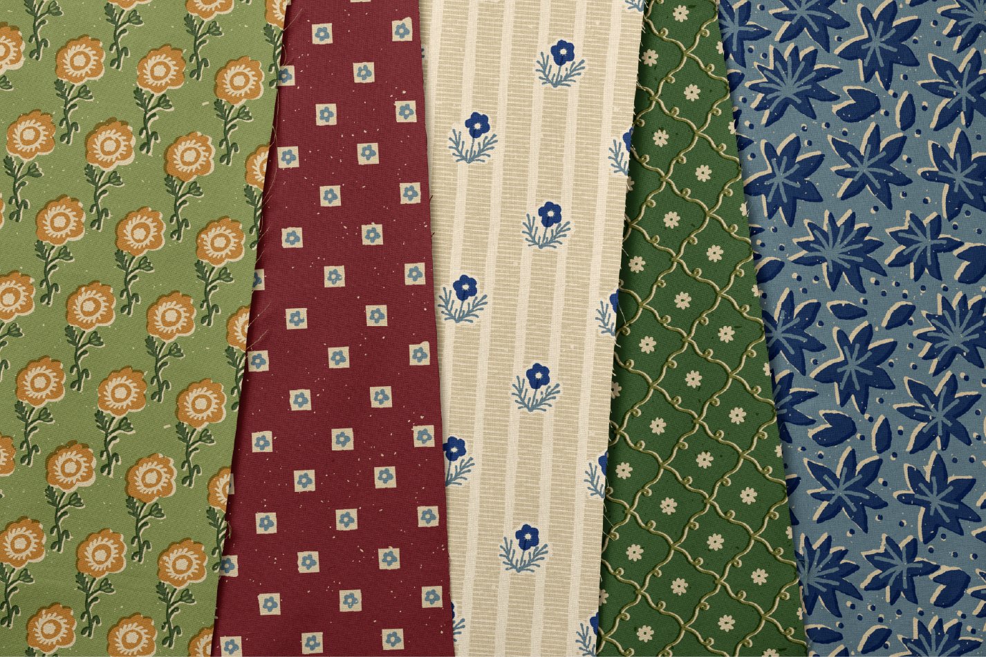 Block Print. Seamless Patterns