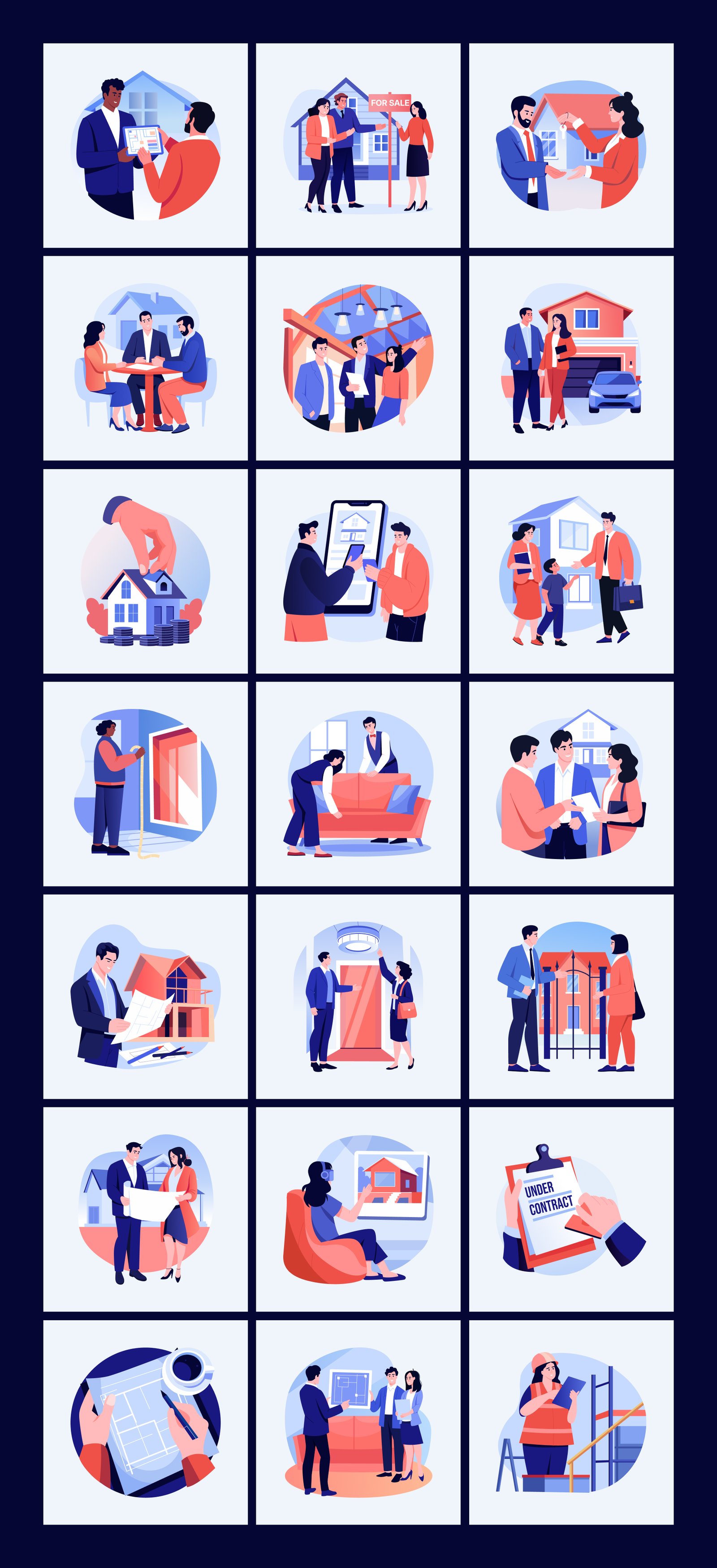 Real Estate Sale Illustration Art Set