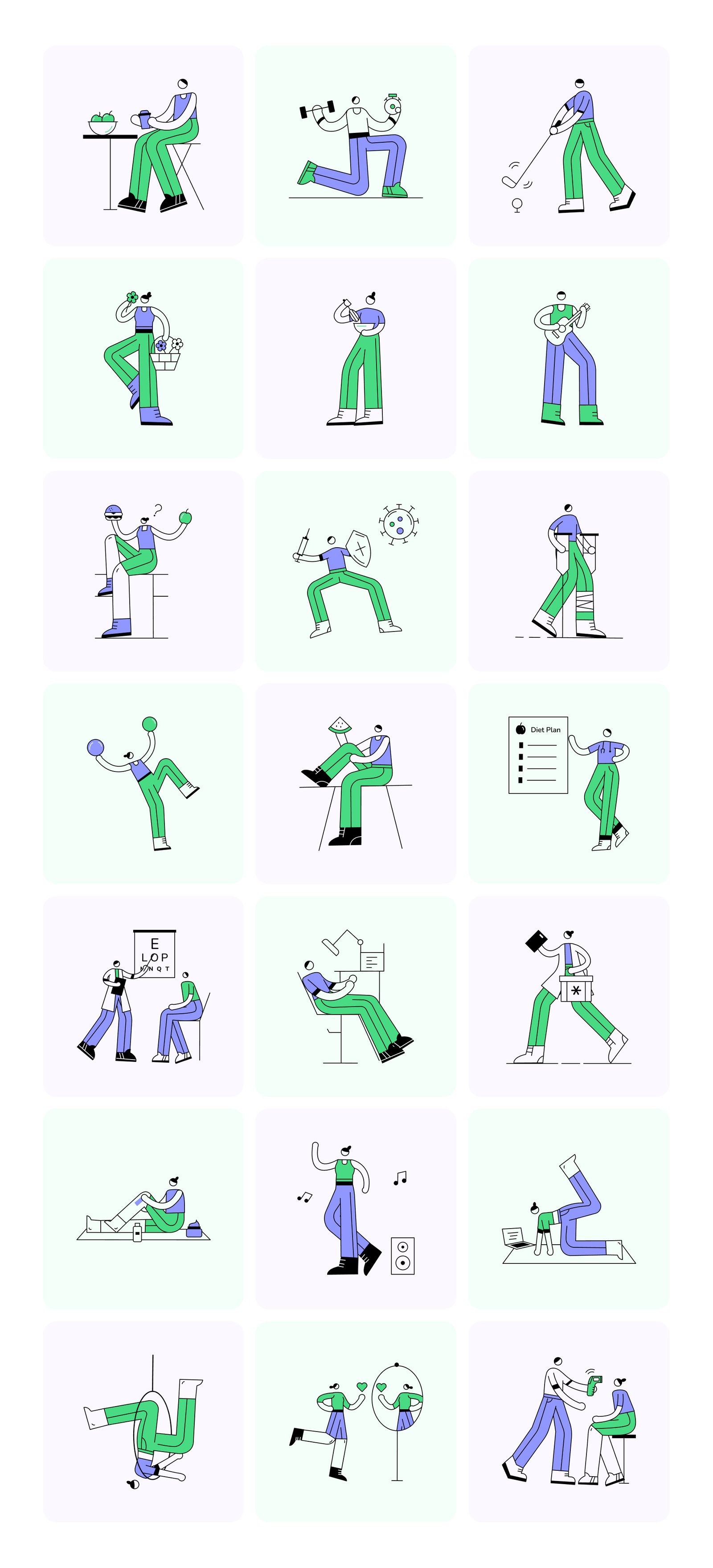 People and Places Illustration Set