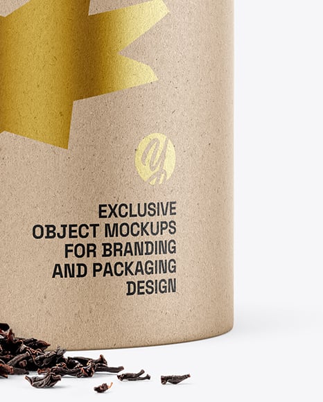 Kraft Paper Tube with Tea Mockup