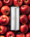 8.5oz Slim Drink Can on a Stack of Red Apples Mockup