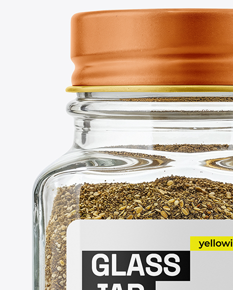 Square Glass Jar with Za'atar Spice Mockup
