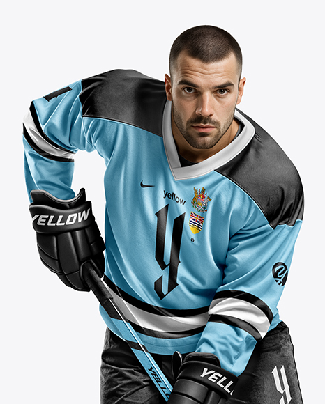 Man Wearing Full Ice Hockey Kit Mockup