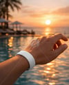 Silicone Wristband on Man's Hand Mockup