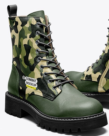 Pair of Women's Combat Boots Mockup