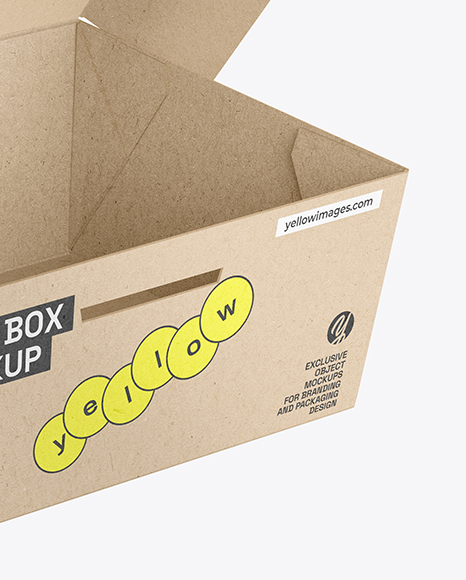 Opened Kraft Paper Food Box Mockup