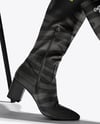 Pair of High-Knee Boots on Women's Legs with Jumper Dress Mockup