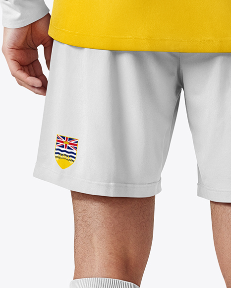 Soccer Player Wearing Raglan Long Sleeve Jersey and Shorts Mockup