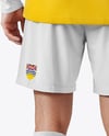 Soccer Player Wearing Raglan Long Sleeve Jersey and Shorts Mockup