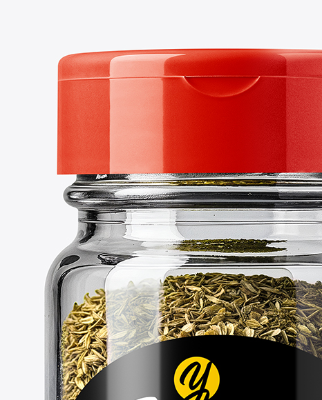 Glass Spice Jar with Oregano Mockup