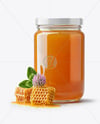 Clear Glass Jar with Clover Honey Mockup