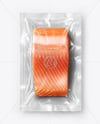 Clear Plastic Flow-Pack with Salmon Fillet Steak Mockup