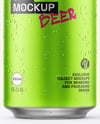 330ml Matte Metallic Drink Can with Drops Mockup