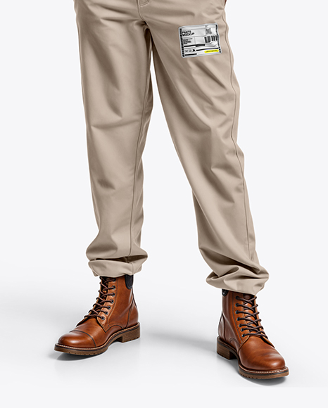 Black Man Wearing a Bib Overalls and T-Shirt Mockup