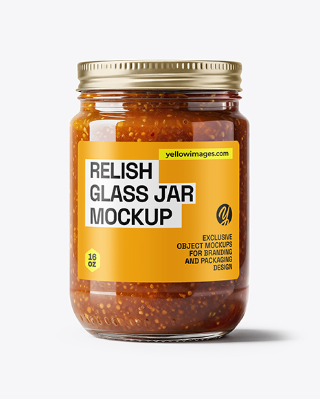 Clear Glass Jar with Sweet Relish Sauce Mockup - Pint glass mockup