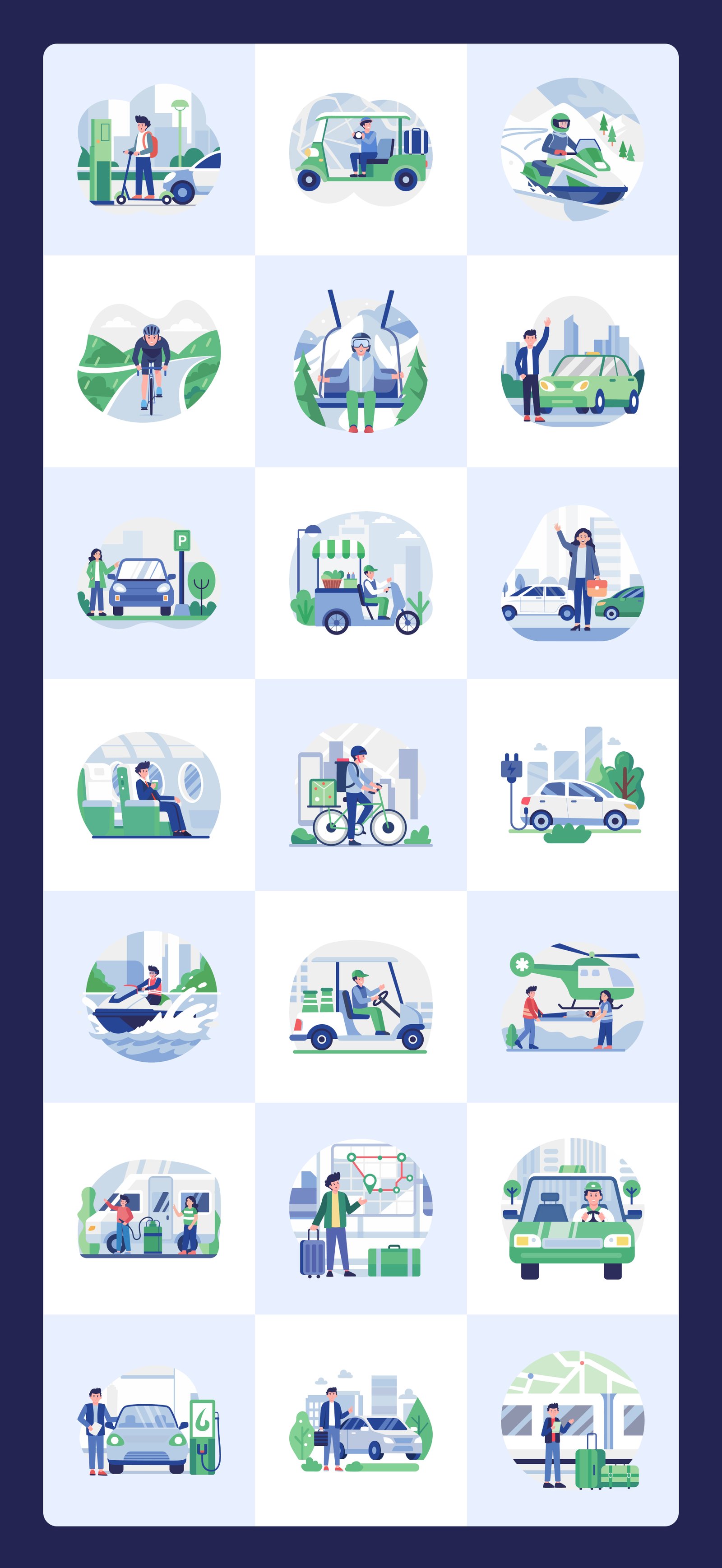 Transport Illustration Art Set